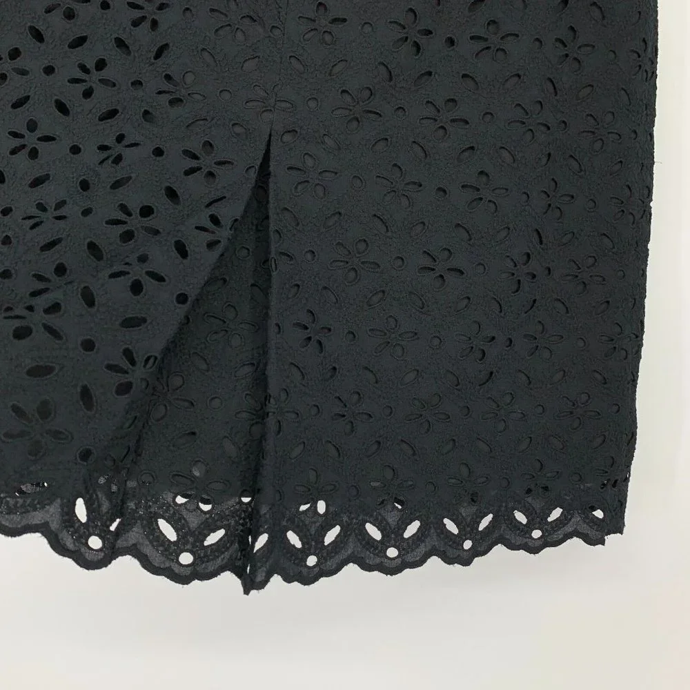 Talbots Skirt Black Floral Eyelet A Line NWT_5